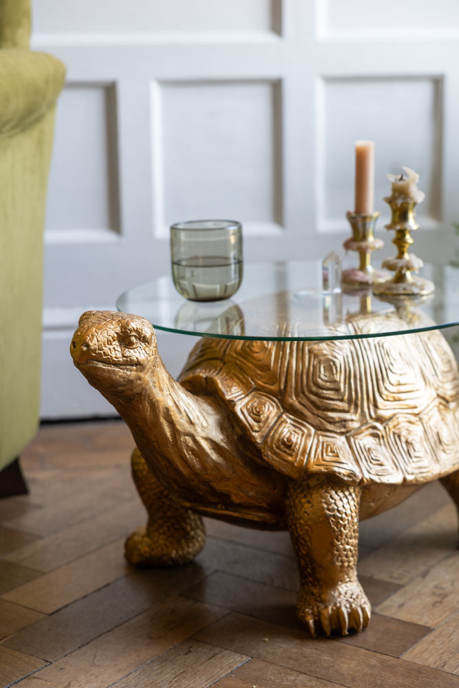 Table d'appoint tortue dorée