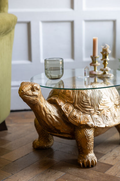 Table d'appoint tortue dorée