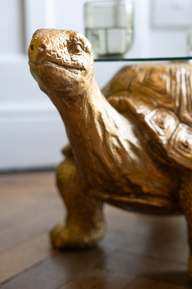 Table d'appoint tortue dorée