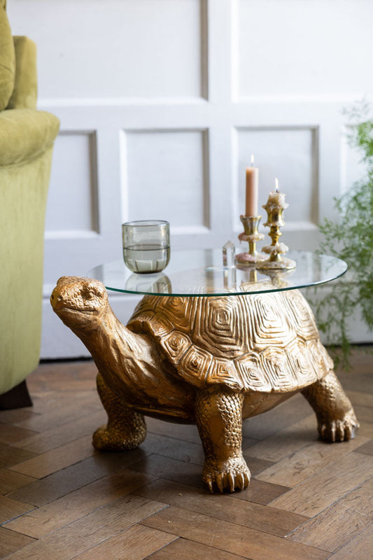 Table d'appoint tortue dorée
