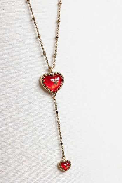 Collier chaîne superposée cœur et étoile en or et rouge