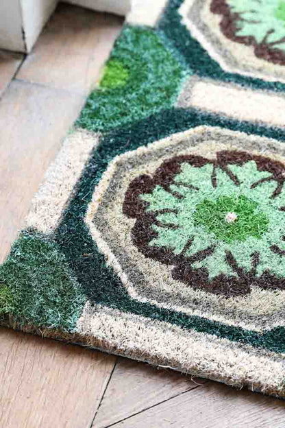 Paillasson vert à motifs florentins