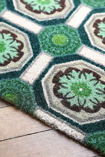 Paillasson vert à motifs florentins