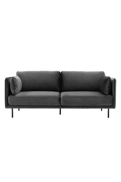 Canapé 3 places moderne en velours gris anthracite