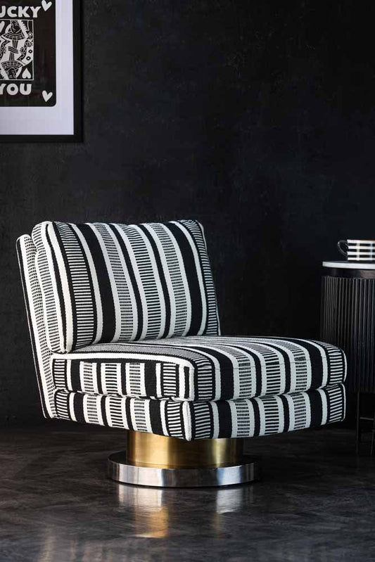 Chaise pivotante à rayures monochromes