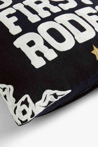 Coussin brodé « Pas mon premier rodéo »