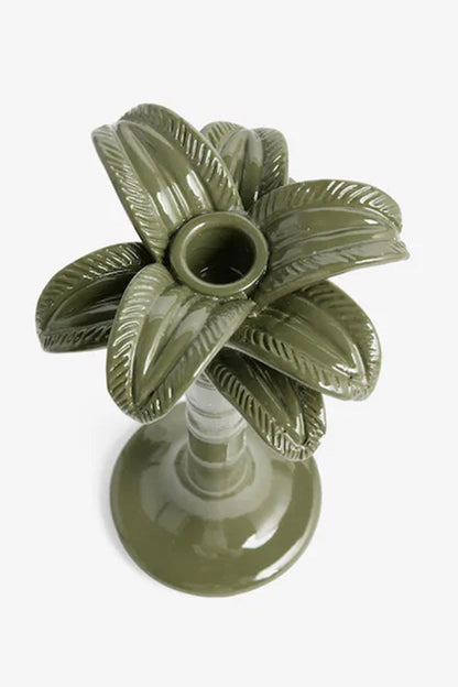 Bougeoir palmier vert olive