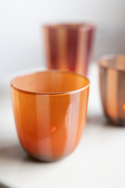 Photophore rayé aux tons orange et rose - Court