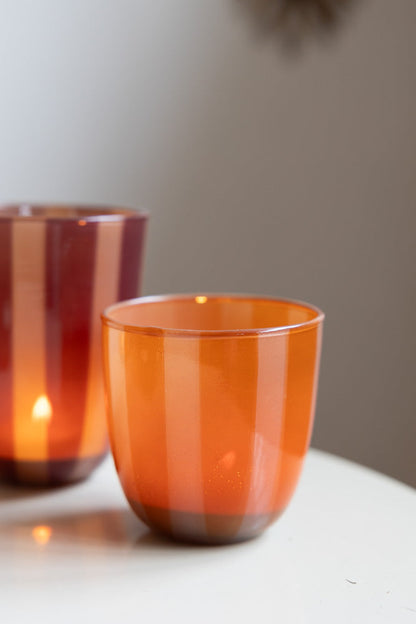 Photophore rayé aux tons orange et rose - Court