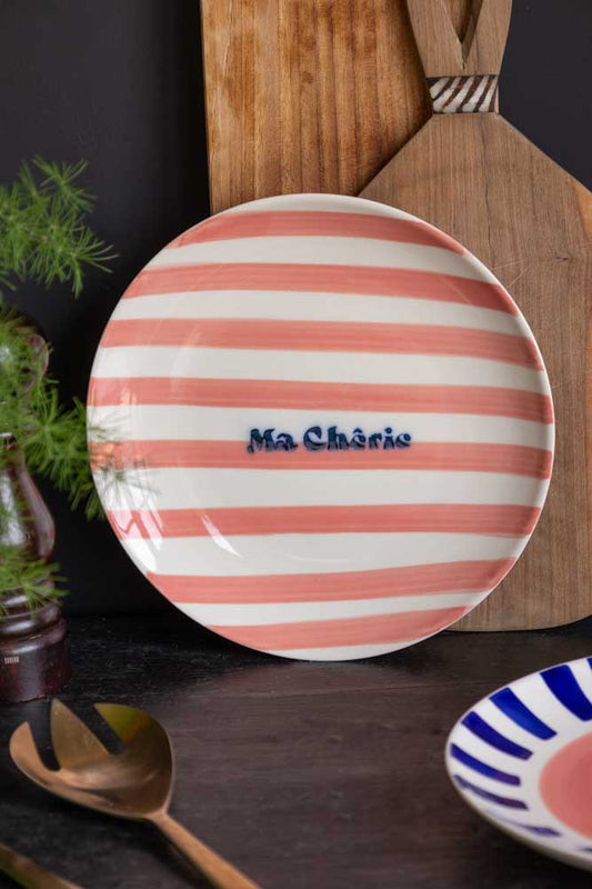 Assiette de service en céramique rose pâle Ma Cherie