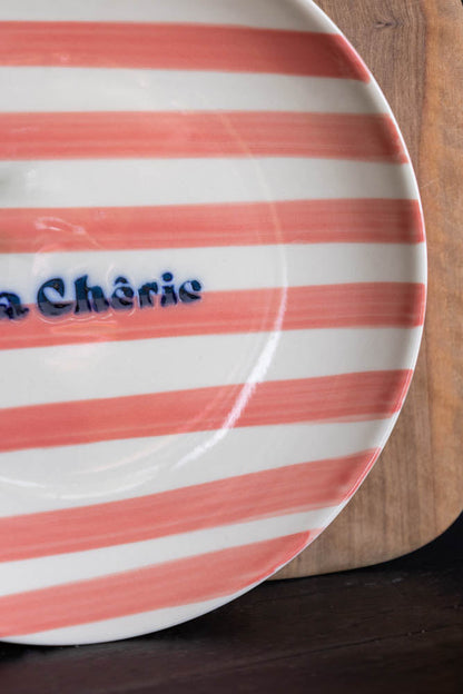 Assiette de service en céramique rose pâle Ma Cherie