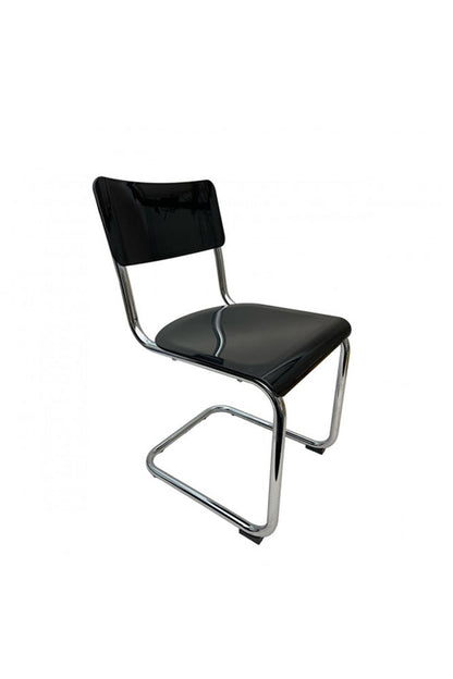 Chaise de salle à manger incurvée d'inspiration rétro en noir