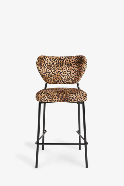 Lot de 2 tabourets de bar en velours imprimé léopard