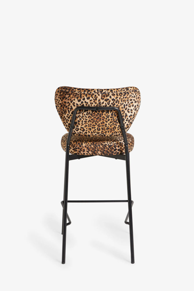Lot de 2 tabourets de bar en velours imprimé léopard