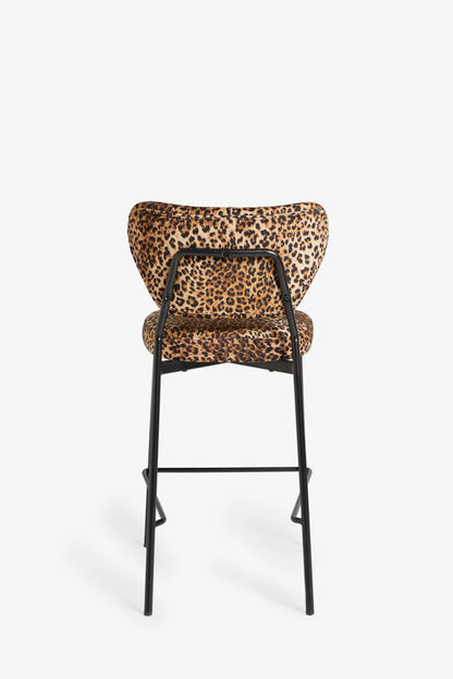 Lot de 2 tabourets de bar en velours imprimé léopard