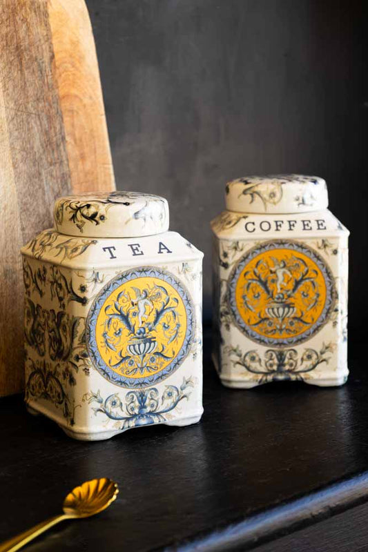 Lot de 2 pots de conservation en céramique pour thé et café