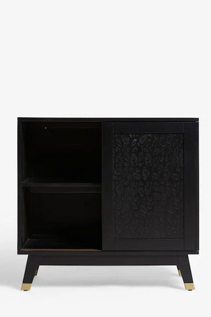 Petit buffet noir à imprimé léopard