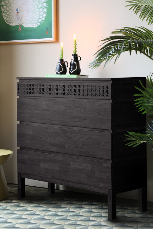 Commode élégante à 4 tiroirs en bois de manguier