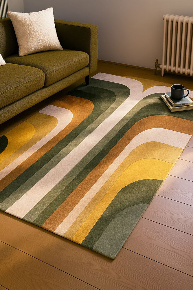 Le tapis rétro Romy vert - Disponible en 3 tailles