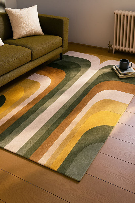 Le tapis rétro Romy vert - Disponible en 3 tailles