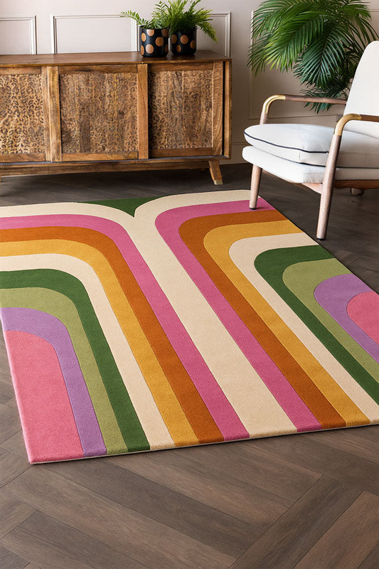 Le tapis rétro Romy rose - Disponible en 3 tailles