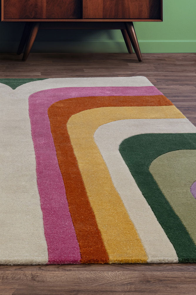 Le tapis rétro Romy rose - Disponible en 3 tailles