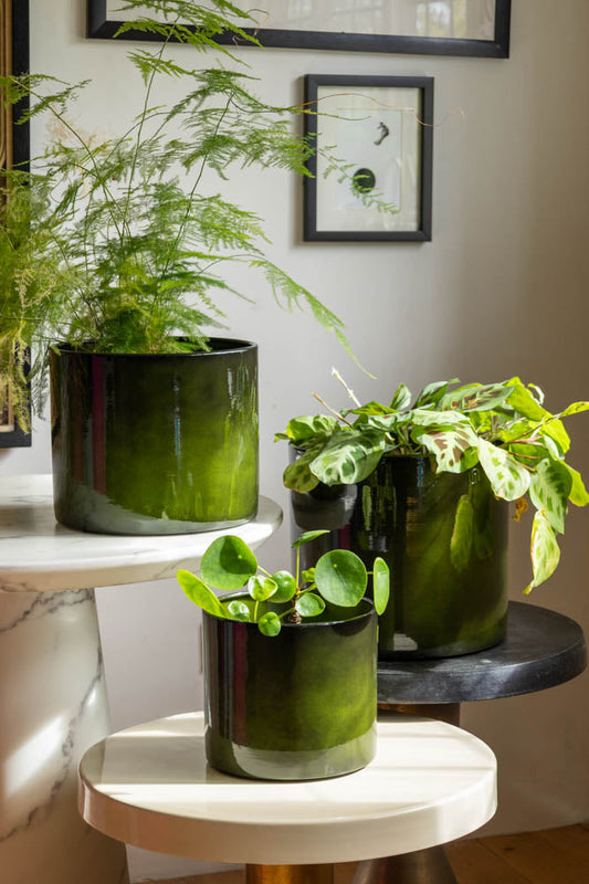 Pot de fleurs en acier recyclé vert vif - Disponible en 3 tailles