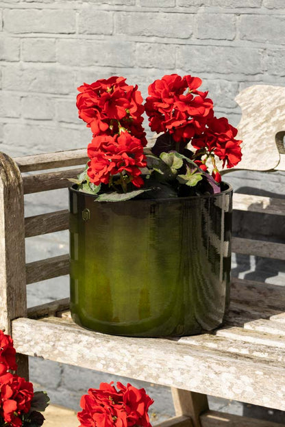 Pot de fleurs en acier recyclé vert vif - Disponible en 3 tailles