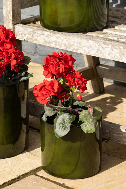 Pot de fleurs en acier recyclé vert vif - Disponible en 3 tailles