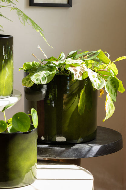 Pot de fleurs en acier recyclé vert vif - Disponible en 3 tailles