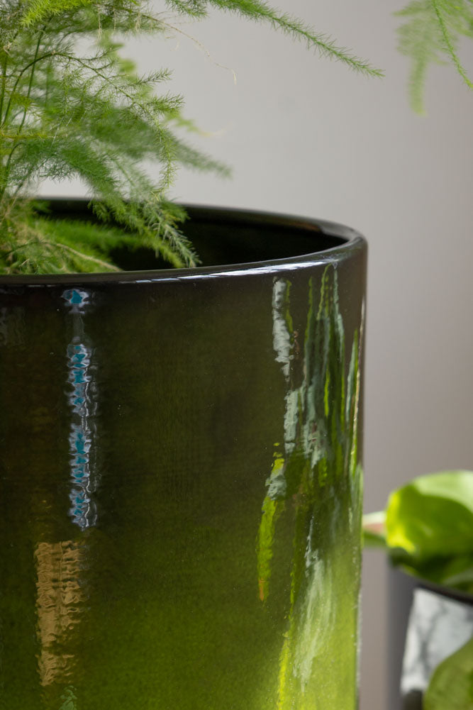 Pot de fleurs en acier recyclé vert vif - Disponible en 3 tailles