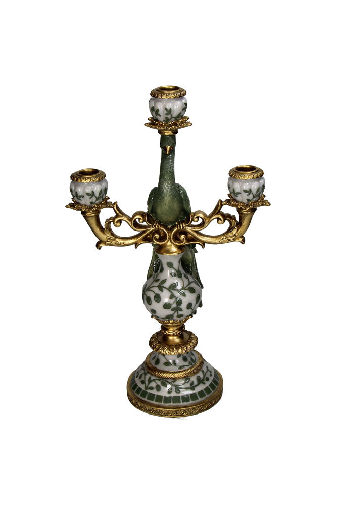 Bougeoir paon doré vintage