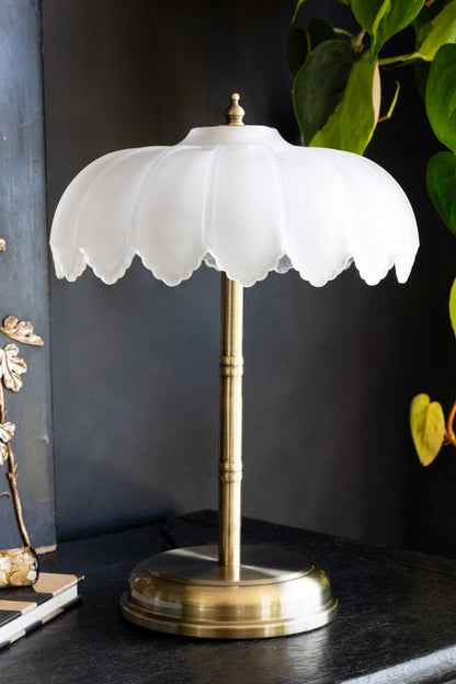 Lampe de table désert blanche et dorée