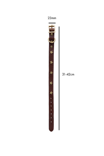 Collier pour chien en cuir marron avec étoiles - ÉCHANTILLON