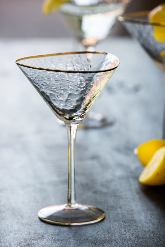 Verre à cocktail bio avec bord doré